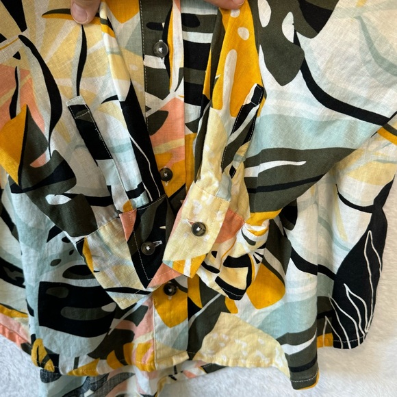 Calia by Carrie Underwood Multi Palm Print Button Down Cover up & Shorts Set XXS - Picture 7 of 16